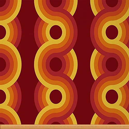 Geometrischer Stoff Meterware Runder Retro Polsterstoff Dekorativer Ombré Stoff Jahrgang Wellen Drinnen Draußen Stoff DIY Kunst Wasserdichter Stoff Polster und Wohnakzente Rot 92 x 150 (HxB) von Homewish