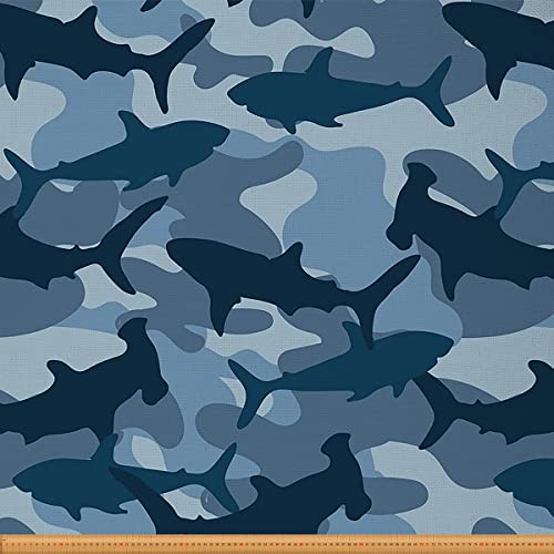 Hai Stoff Meterware Tarnung Polsterstoff für Stühle Ozean Tier Dekostoff Zum Quilten Nähen Von Kleidung DIY Kunstgeschenk Wasserdichter Stoff Blau 92 x 150 (HxB) von Homewish