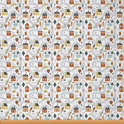 Happy Camping Stoff Meterware Polsterstoff für Wohnmobile Dekor Naturmotiven Stoff Karikatur Autorennen Runway Drinnen Draußen Stoff Geometrische DIY Kunst Wasserdichter Stoff Rot 92 x 150 (HxB) von Homewish