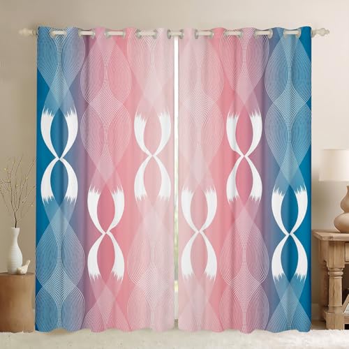 Homewish Rosa und Blau Verdunkelungsvorhänge Dekorative Abstrakte Linie Gardinen Kinder,Gradienten Klassische Linien Fenstervorhang 2 Panels 183x117(HxB) Geometrie Welle Gestreift Blackout Vorhänge von Homewish