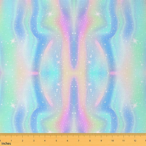Tie Dye Stoff Meterware Glitzersterne Polsterstoff für Stühle Regenbogen Dekostoff Blau Lila Ombré Steppstoff Meterware DIY Bastel Patchwork für Kinder Mädchen 92 x 150 (HxB) von Homewish
