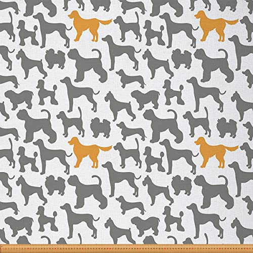 Hundestoff Meterware CKunstoon Hunde Polsterstoff Tier Silhouette Dekorationsstoff Süßes Haustier Drinnen Draußen Stoff DIY Kunst Wasserdichter Stoff für Quilten Nähen Grau Gelb 92 x 150 (HxB) von Homewish