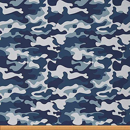 Junge Blau Camouflage Dekostoff Camouflage Abstrakter geometrischer Stoff Meterware Blau Weiß Army Campaign Military Style Retro Polsterstoff Wasserdichter Indoor Outdoor Stoff 92x150 (HxB) von Homewish
