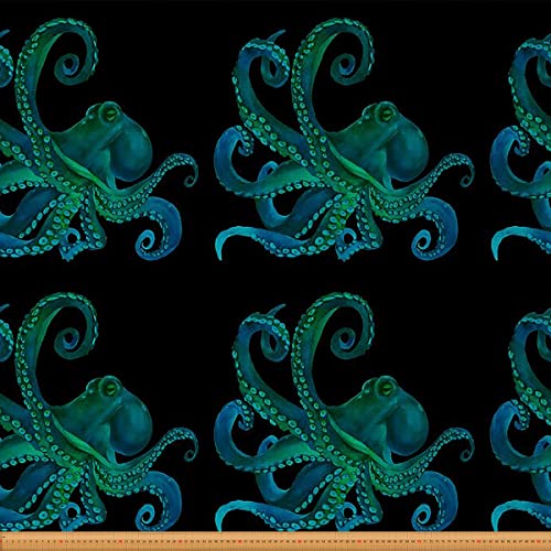 Krake Stoff Meterware Tentakel Polsterstoff für Stühle Meerestier Dekostoff Wildes Meer Thema Drinnen Draußen Stoff Unterwasserwelt DIY Kunst Wasserdichter Stoff Blaugrün 276 x 150 (HxB) von Homewish