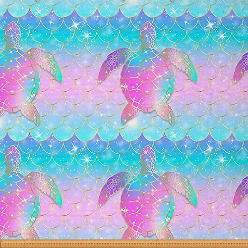 Meeresschildkröten Stoff Meterware Meerjungfrauen Schuppen Polsterstoff Wilden Reptilien Meerestiere Stoff Drinnen Draußen Stoff Kinder Mädchen Jungen DIY Kunst Wasserdichter Stoff 184 x 150 (HxB) von Homewish