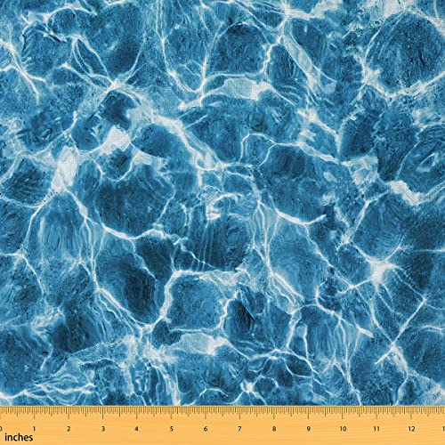 Ocean Stoff Meereswelle Dekorativer Stoff Meterware Sparkle Water Aqua Möbelstoff Küsten Unterwasser Schmuck Drinnen Draußen Stoff für Mädchen Frauen Handwerk Kunst für Nähen 92 x 150 (HxB) Blau von Homewish