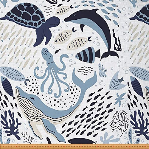 Ozean Stoff Meterware Meeresschildkröten Polsterstoff Walhai Meerestier Dekostoff Unterwasserwelt Oasis Wasserdichter Stoff Diy Craft Patchwork Blau 276 x 150 (HxB) von Homewish