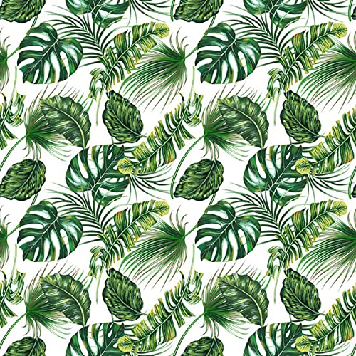 Palmenblätter Stoff Meterware Hawaii Möbelstoff Monstera Bananenblätter Indoor Outdoor Stoff Sommer Tropische Blätter Dekostoff Basteln Patchwork DIY Grün Weiß 460 x 150 (HxB) von Homewish