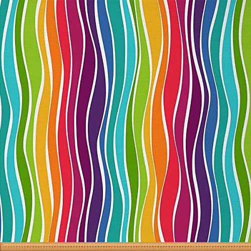 Regenbogenstoff Meterware Geometrische Streifen Polsterstoff für Stühle Aquarelllinien Dekostoff Bunte Pastelle Innen und Außenstoff Polster und Wohnakzente, 184 x 150 (HxB) von Homewish