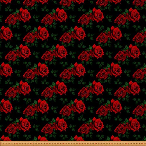 Roter Rosen Polsterstoff für Mädchen Frauen Liebhaber Schwarz Rot Romantischer Blumenstoff Meterware Ölgemälde Floraler Dekorationsstoff Valentinstag Paar Rose Innen und Außenbereich 276 x 150 (HxB) von Homewish