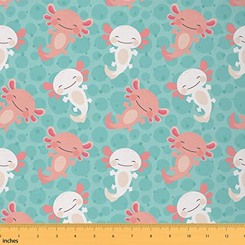 Süßer Axolotl-Stoff von der Werft Cartoon Axolotl Polsterstoff für Stühle Kawaii Tier Dekostoff für Kinder Jungen Mädchen Tierwelt Haustier Tier Nähstoff DIY Kunst grün 92 x 150 (HxB) von Homewish