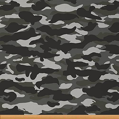 Tarnung Stoff Meterware Schwarzer Tarnung Stil Polsterstoff Kampagne Militärischer Stil Armee Stoff für Drinnen und Draußen Geometrischer Abstrakter Dekor Stoff Zum Quilten Nähen, 184 x 150 von Homewish