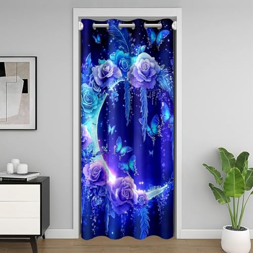 Türvorhang Dreamy Moon Rose Verdunkelungsvorhang 106x203cm Exotische Wildtiere Schmetterling Tür Drapieren für Kinder Jungen Mädchen Sternenhimmel Tier Zimmerteiler Vorhang Blaue Lila Blumen Blätter Türvorhang Dreamy Moon Rose Verdunkelungsvorhang 106x203cm Exotische Wildtiere Schmetterling Tür Drapieren für Kinder Jungen Mädchen Sternenhimmel Tier Zimmerteiler Vorhang Blaue Lila Blumen Blätter von Homewish