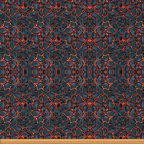 Volcano Fabric Meterware Volcanic Rock Polsterstoff Halloween Lava Fluid Liquid Tapestries Dekostoff Natur Drinnen Draußen Stoff DIY Kunst Wasserdichter Stoff Orange Schwarz 92 x 150 (HxB) von Homewish