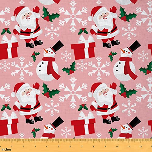 Weihnachtsstoff Meterware Weihnachtsmann Polsterstoff Weihnachtsschneeflocke Schneemann Dekorstoff Karikatur Geschenk Drinnen Draußen Stoff DIY Kunst Wasserdichter Stoff Rot Rosa 184 x 150 (HxB) von Homewish