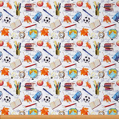 Wissenschaftsstoff Meterware Fußball Polsterstoff Mathematik Apfel Ahornblatt Dekorationsstoff Sportunterricht Globus Buch Drinnen Draußen Stoff Fußball Wasserdichter Stoff Orange Blau 92x150 (HxB) von Homewish