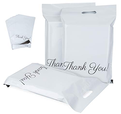 30 Plastik Versandtaschen 350 x 450mm mit"Thank You" Versandbeutel Blickdicht und Reißfest, Tragbare Versandbeutel,Versandumschläge mit Selbstklebendem Streifen -Weiß von Homewit