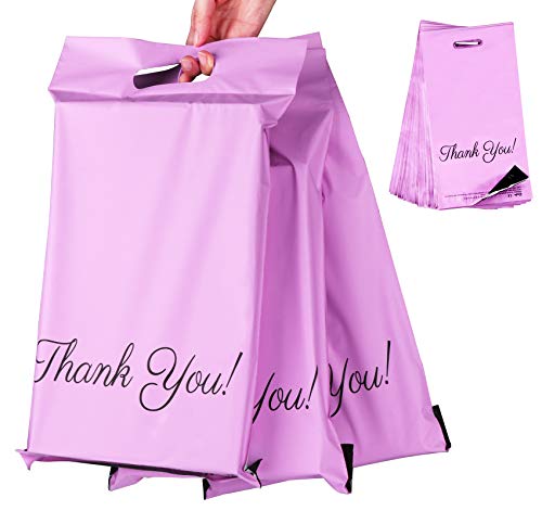 60 Plastik Versandtaschen 250 x 350mm mit"Thank You" Versandbeutel Blickdicht und Reißfest, Tragbare Versandbeutel,Versandumschläge mit Selbstklebendem Streifen -Lila von Homewit