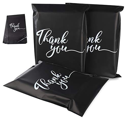 60 Versandbeutel Plastik Versandtaschen 300 x 400mm mit “Thank You” Versandtüten Warenbeutel für Kleidung, Selbstklebend und Blickdicht für Poly Kunststoffbeutel - Schwarz von Homewit