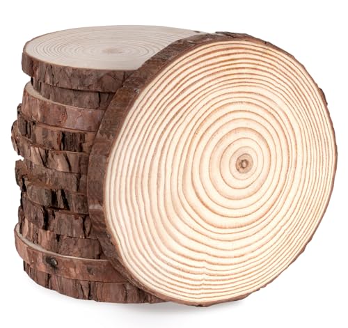 Homewit Holzscheiben 12-13 cm, 24er Set Runde Baumscheiben ohne Loch für DIY Basteln, Hochzeit, Weihnachten – Natur Holzscheiben Deko, 10mm Dicke von Homewit