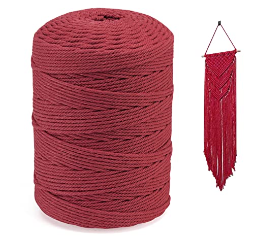 Homewit Makramee Baumwolle Garn 3 mm x 300 m, Weihnachtsrot Natürliche Baumwollgarn Kordel-Strickarbeiten Kettgarn Baumwollschnur für Dekorative Projekte, Pflanzenhänger - Dunkelrot Homewit Makramee Baumwolle Garn 3 mm x 300 m, Weihnachtsrot Natürliche Baumwollgarn Kordel-Strickarbeiten Kettgarn Baumwollschnur für Dekorative Projekte, Pflanzenhänger - Dunkelrot von Homewit