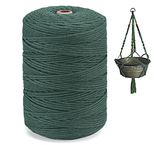 Homewit Makramee Baumwolle Garn 3 mm x 300 m,Weihnachtsgrün Natürliche Baumwollgarn Kordel-Strickarbeiten Kettgarn Baumwollschnur für Dekorative Projekte, Pflanzenhänger - Dunkel Grün Homewit Makramee Baumwolle Garn 3 mm x 300 m,Weihnachtsgrün Natürliche Baumwollgarn Kordel-Strickarbeiten Kettgarn Baumwollschnur für Dekorative Projekte, Pflanzenhänger - Dunkel Grün von Homewit
