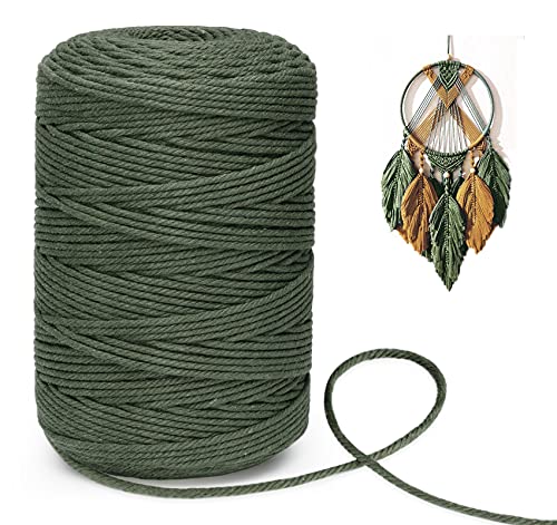 Homewit Makramee Garn Olivgrün 3mm x 300m Kordel Natur Baumwollkordel, Naturliches Baumwolle Garn für Blumenampel Makramee Wandbehang und Hängepflanze Pflanze Aufhänger, Weben Dekoration Homewit Makramee Garn Olivgrün 3mm x 300m Kordel Natur Baumwollkordel, Naturliches Baumwolle Garn für Blumenampel Makramee Wandbehang und Hängepflanze Pflanze Aufhänger, Weben Dekoration von Homewit
