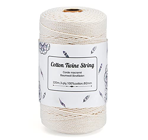 Makramee Garn 2 mm x 220 m Natürliche Baumwolle Garn, Beigefarbenes Kordelseil zum DIY Dekoratives Basteln Wand Aufhängung Pflanze Aufhänger Häkelgarn, Häkel Strickgarn- Beige Makramee Garn 2 mm x 220 m Natürliche Baumwolle Garn, Beigefarbenes Kordelseil zum DIY Dekoratives Basteln Wand Aufhängung Pflanze Aufhänger Häkelgarn, Häkel Strickgarn- Beige von Homewit