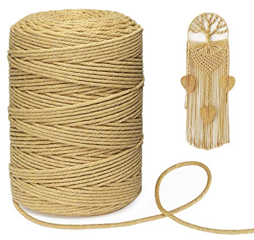 Makramee Garn 3mm x 300m Naturliches Baumwolle Garn, Kordel Natur Baumwollkordel für Blumenampel Makramee Wandbehang und Hängepflanze Pflanze Aufhänger, Weben Dekoration - Kurkuma Farbe Makramee Garn 3mm x 300m Naturliches Baumwolle Garn, Kordel Natur Baumwollkordel für Blumenampel Makramee Wandbehang und Hängepflanze Pflanze Aufhänger, Weben Dekoration - Kurkuma Farbe von Homewit
