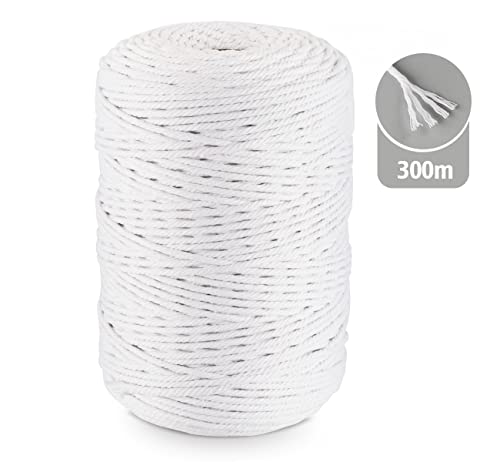 Makramee Garn Weiß, Homewit Macrame cord 3mm x 300m und Makramee Baumwollgarn, Baumwollkordel für Blumenampel Makramee Wandbehang und Hängepflanze Pflanze Aufhänger, Weben Dekoration, Traumfänger Deko von Homewit