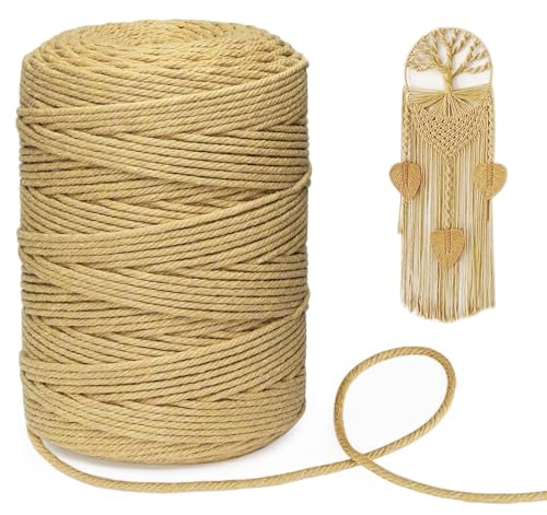Premium Makramee Garn, Homewit Macrame Cord 3mm x 300m und Makramee Baumwollgarn - Kamel Farbe, Baumwollkordel für DIY Handwerk für Pflanzenaufhänger, Wandbehang, Traumfänger Deko Premium Makramee Garn, Homewit Macrame Cord 3mm x 300m und Makramee Baumwollgarn - Kamel Farbe, Baumwollkordel für DIY Handwerk für Pflanzenaufhänger, Wandbehang, Traumfänger Deko von Homewit