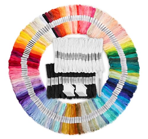 Stickgarn für Garn Freundschaftsbänder, Homewit 150 Farben Embroidery Thread und 30 Stück Stickgarn Schwarz Weiß, 6 Stränge, 8m Lang für Armbänder Knüpfen Basteln Crafts Arts Kreuzstich Stickgarn für Garn Freundschaftsbänder, Homewit 150 Farben Embroidery Thread und 30 Stück Stickgarn Schwarz Weiß, 6 Stränge, 8m Lang für Armbänder Knüpfen Basteln Crafts Arts Kreuzstich von Homewit