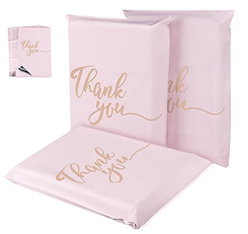 Versandbeutel Plastik für Kleidung, Homewit 60 Versandtaschen Champagnerrosa 300 x 400mm mit Golden “Thank You” Poly Kunststoffbeutel für Kleidung, Selbstklebend und Blickdicht von Homewit