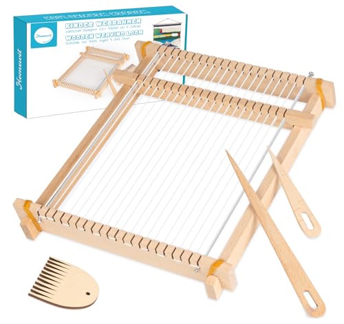 Weben für Kinder, 24 X 28 cm Holz Webrahmen im Alter von 4-12 Jahren,Anfängerfreundliches Webstuhl Set von Homewit