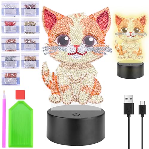 Homgaty Geschenke für Mädchen 5 6 7 8 9 10 Jahre, Bastelset Diamond Painting Kinder Mädchen, Kreative Nachtlicht Basteln am Kindergeburtstag, Geschenke für Kinder 6-12 Jahre von Homgaty