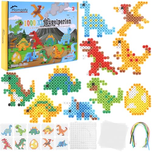 Homgaty Große 10mm Bügelperlen Dino Set, 1000 Stück XL Steckperlen mit Platten, 10 Muster und Bügelpapier, 10 Bunte Farben XL Bügelperlen, Kreatives Perlenset für Kinder ab 3 Jahren Homgaty Große 10mm Bügelperlen Dino Set, 1000 Stück XL Steckperlen mit Platten, 10 Muster und Bügelpapier, 10 Bunte Farben XL Bügelperlen, Kreatives Perlenset für Kinder ab 3 Jahren von Homgaty
