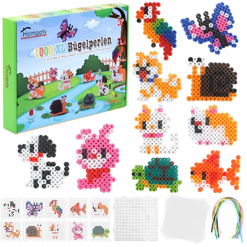 Homgaty Große 10mm Bügelperlen Set, 1000 Stück XL Steckperlen mit Platten, 10 Tiere Muster und Bügelpapier, 10 Bunte Farben XL Bügelperlen, Kreatives Perlenset für Kinder ab 3 Jahren Homgaty Große 10mm Bügelperlen Set, 1000 Stück XL Steckperlen mit Platten, 10 Tiere Muster und Bügelpapier, 10 Bunte Farben XL Bügelperlen, Kreatives Perlenset für Kinder ab 3 Jahren von Homgaty