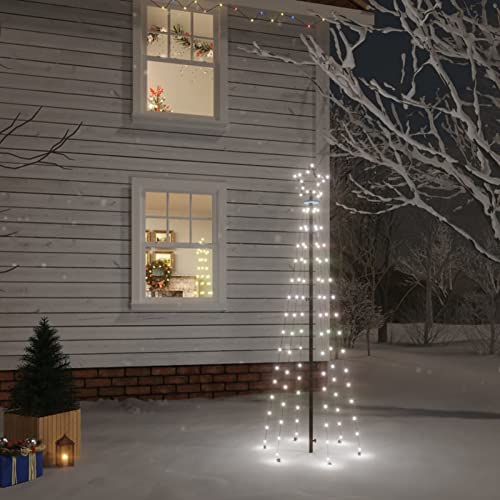 Homgoday LED-Weihnachtsbaum mit Erdnägeln Weihnachtsbaum Lichterkette Christbaum Tannenbaum Lichterbaum Weihnachtsdeko Christbaumbeleuchtung Weihnachtsbeleuchtung Kaltweiß 108 LEDs 180 cm von Homgoday
