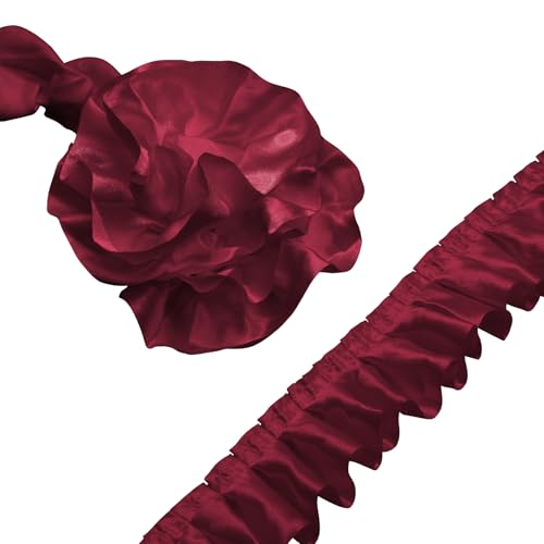 Homiest Rüschenband zum Nähen, 3,8 cm breit, Satin-Stoffbesätze, Burgunderrot, Rüschenborte für Bastelarbeiten, Kleidervorhang, Hochzeit, Kostüm, Kissenbezug, 9,1 m Homiest Rüschenband zum Nähen, 3,8 cm breit, Satin-Stoffbesätze, Burgunderrot, Rüschenborte für Bastelarbeiten, Kleidervorhang, Hochzeit, Kostüm, Kissenbezug, 9,1 m von Homiest