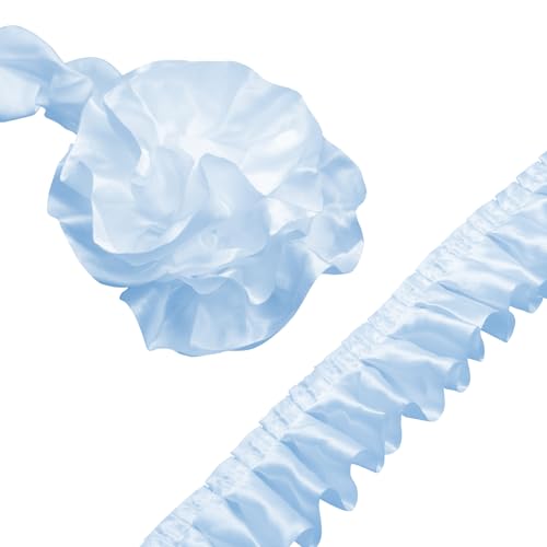 Homiest Rüschenband zum Nähen, 3,8 cm breit, Satin-Stoffbesätze, babyblaue Rüschenborte für Bastelarbeiten, Kleidervorhang, Hochzeit, Kostüm, Kissenbezug, 9,1 m Homiest Rüschenband zum Nähen, 3,8 cm breit, Satin-Stoffbesätze, babyblaue Rüschenborte für Bastelarbeiten, Kleidervorhang, Hochzeit, Kostüm, Kissenbezug, 9,1 m von Homiest