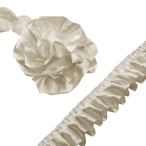 Homiest Rüschenband zum Nähen, 3,8 cm breit, Satin-Stoffbesätze, beige Rüschenborte für Bastelarbeiten, Kleidervorhang, Hochzeit, Kostüm, Kissenbezug, 9,1 m Homiest Rüschenband zum Nähen, 3,8 cm breit, Satin-Stoffbesätze, beige Rüschenborte für Bastelarbeiten, Kleidervorhang, Hochzeit, Kostüm, Kissenbezug, 9,1 m von Homiest