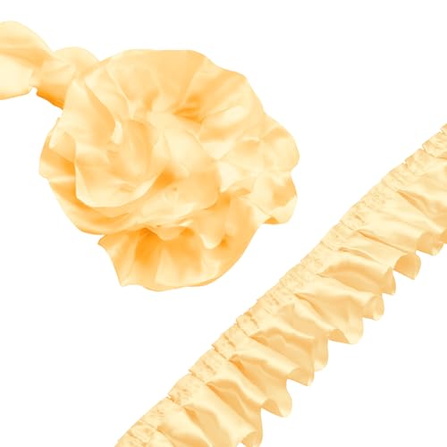 Homiest Rüschenband zum Nähen, 3,8 cm breit, Satin-Stoffbesätze, goldfarbene Rüschenborte für Bastelarbeiten, Kleidervorhang, Hochzeit, Kostüm, Kissenbezug, 9,1 m Homiest Rüschenband zum Nähen, 3,8 cm breit, Satin-Stoffbesätze, goldfarbene Rüschenborte für Bastelarbeiten, Kleidervorhang, Hochzeit, Kostüm, Kissenbezug, 9,1 m von Homiest