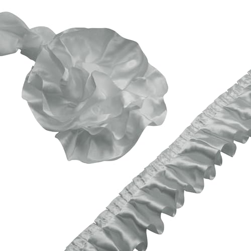 Homiest Rüschenband zum Nähen, 3,8 cm breit, Satin-Stoffbesätze, hellgraue Rüschenborte für Bastelarbeiten, Kleidervorhang, Hochzeit, Kostüm, Kissenbezug, 9,1 m Homiest Rüschenband zum Nähen, 3,8 cm breit, Satin-Stoffbesätze, hellgraue Rüschenborte für Bastelarbeiten, Kleidervorhang, Hochzeit, Kostüm, Kissenbezug, 9,1 m von Homiest