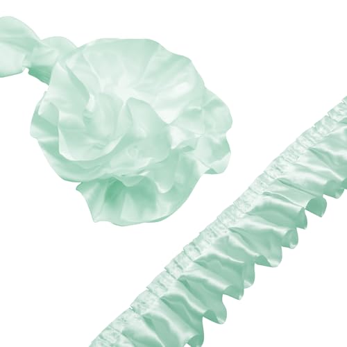 Homiest Rüschenband zum Nähen, 3,8 cm breit, Satin-Stoffbesätze, mintgrün, Rüschenborte für Bastelarbeiten, Kleidervorhang, Hochzeit, Kostüm, Kissenbezug, 9,1 m Homiest Rüschenband zum Nähen, 3,8 cm breit, Satin-Stoffbesätze, mintgrün, Rüschenborte für Bastelarbeiten, Kleidervorhang, Hochzeit, Kostüm, Kissenbezug, 9,1 m von Homiest