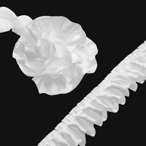 Homiest Rüschenband zum Nähen, 3,8 cm breit, Satin-Stoffbesätze, weiße Rüschenborte für Bastelarbeiten, Kleidervorhang, Hochzeit, Kostüm, Kissenbezug, 9,1 m Homiest Rüschenband zum Nähen, 3,8 cm breit, Satin-Stoffbesätze, weiße Rüschenborte für Bastelarbeiten, Kleidervorhang, Hochzeit, Kostüm, Kissenbezug, 9,1 m von Homiest