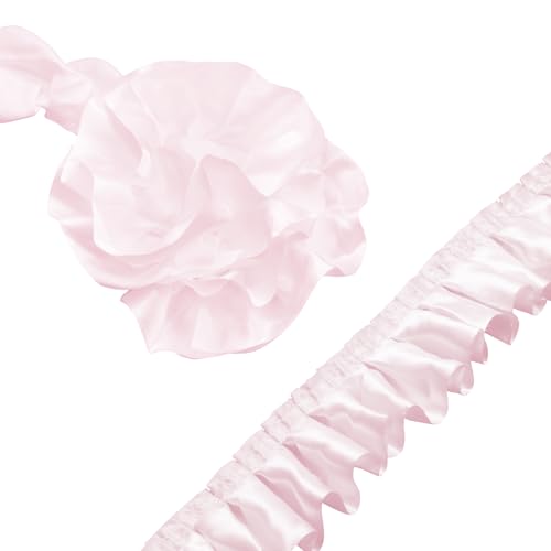 Homiest Rüschenband zum Nähen, 3,8 cm breit, Satin-Stoffbesätze, zartrosa Rüschenborte für Bastelarbeiten, Kleidervorhang, Hochzeit, Kostüm, Kissenbezug, 9,1 m Homiest Rüschenband zum Nähen, 3,8 cm breit, Satin-Stoffbesätze, zartrosa Rüschenborte für Bastelarbeiten, Kleidervorhang, Hochzeit, Kostüm, Kissenbezug, 9,1 m von Homiest