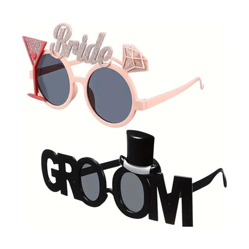 Homiladi Bräutigam Braut-Sonnenbrille, 2 Stück, lustige Hochzeits-Sonnenbrille, Teambraut-Brille, Junggesellinnenabschied-Zubehör mit Bräutigam-Requisiten für Hochzeitsdekoration und Fotoshootings Homiladi Bräutigam Braut-Sonnenbrille, 2 Stück, lustige Hochzeits-Sonnenbrille, Teambraut-Brille, Junggesellinnenabschied-Zubehör mit Bräutigam-Requisiten für Hochzeitsdekoration und Fotoshootings von Homiladi