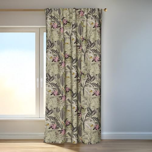 Vorhang florales Dschungelmuster grün (1 Stück) | Blickdicht Blüten Kolibri modern | Wohnzimmer Schlafzimmer Kinderzimmer | 140 x 245 cm von Homing