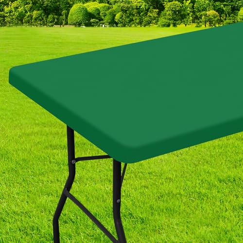 homing Rechteckige Tischdecke, wasserdicht, Polyester, elastisch, passend für 2,4 m Klapptische, waschbarer Tischschutz für Picknick, Camping, Outdoor (Huntergrün, 76,2 x 243,8 cm) von Homing