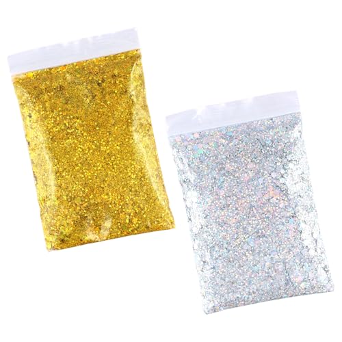 100g Glitzer Basteln, Bastel Glitzer, Pulver Glitzer zum Basteln, Glitzerpulver für Makeup Nägel Gesich Handwerk Nagelkunst Kartenbasteln,Glitzer Gold + Glitzer Silber 100g Glitzer Basteln, Bastel Glitzer, Pulver Glitzer zum Basteln, Glitzerpulver für Makeup Nägel Gesich Handwerk Nagelkunst Kartenbasteln,Glitzer Gold + Glitzer Silber von Homirty